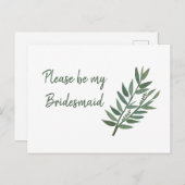 Eenvoudig groen botanisch bridesmaïdevoorstel briefkaart (Voorkant / Achterkant)
