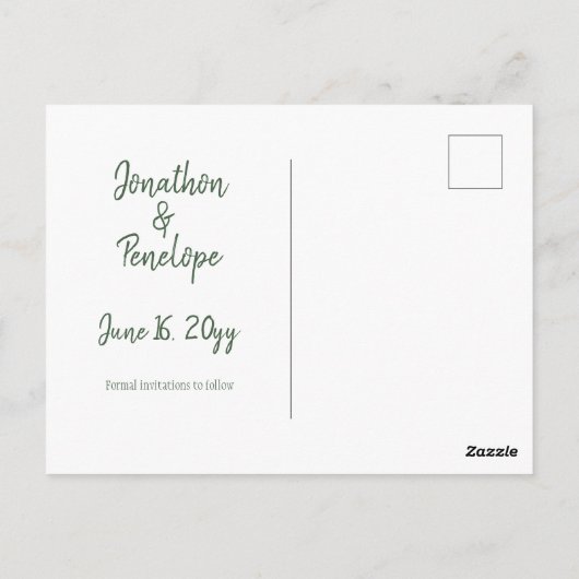 Eenvoudig groen botanisch sparen de Datum Briefkaart (Achterkant)