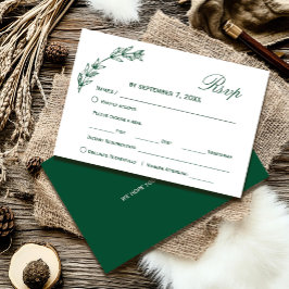 Eenvoudig groen bruiloft RSVP |Script-lettertype