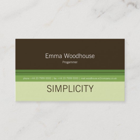 Eenvoudig groen en bruin visitekaartje (Voorkant)