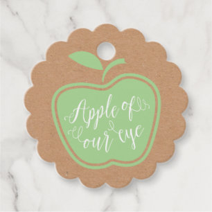 Eenvoudig groen en wit appel van onze ogen-liefdes bedankjes labels