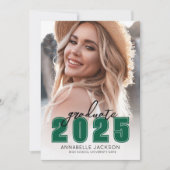 Eenvoudig groen foto-Afstuderen Kaart (Voorkant)