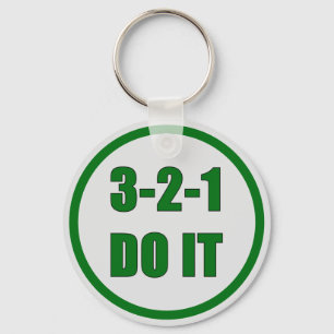 Eenvoudig groen gebold 3-2-1 DO IT Motivatie Sleutelhanger