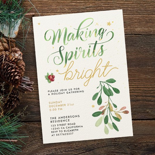 Eenvoudig groen kerstmaretak Waterverf script Kaart