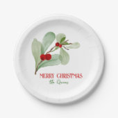 Eenvoudig groen kerstpapier Bord (Voorkant)