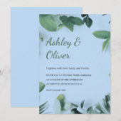Eenvoudig groen leest Blue Greenery Wedding Kaart (Voorkant / Achterkant)