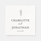 Eenvoudig groen minimalistisch botanisch huwelijk servet (Voorkant)