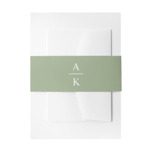 Eenvoudig groen minimalistisch huwelijksmonogram uitnodigingen wikkel