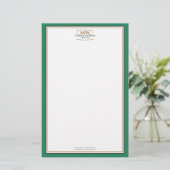Eenvoudig groen Monogram Business Briefpapier (Staand voorkant)