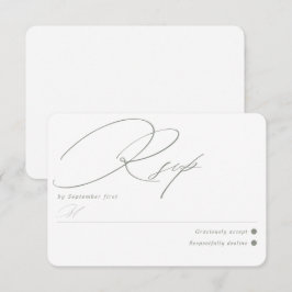 Eenvoudig Groen Salie Wit RSVP Kaartje