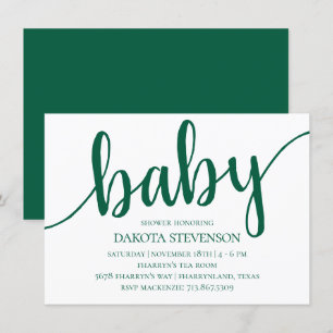 Eenvoudig groen script   Bold Hunter-Baby shower Kaart