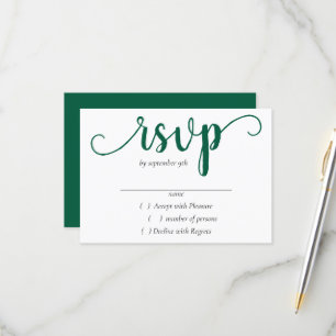 Eenvoudig groen script   Jager bloeit elke gebeurt RSVP Kaartje
