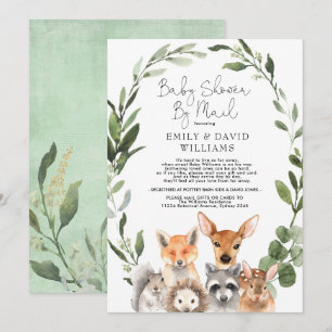 Eenvoudig groen Woodland Baby shower per post Kaart