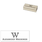 Eenvoudig Groot Enig Initiaal Monogram met Naam Rubberstempel (Gestempeld)