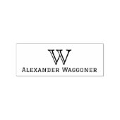 Eenvoudig Groot Enig Initiaal Monogram met Naam Rubberstempel (Afrduk)