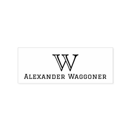 Eenvoudig Groot Enig Initiaal Monogram met Naam Rubberstempel (Afrduk)