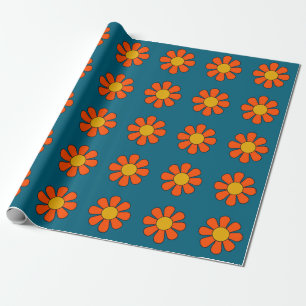 Eenvoudig Groovy Retro Modern 60s 70s Vloerpatroon Cadeaupapier