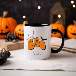 Eenvoudig Halloween Retro Fun Hey Boo Sinaasappel  Mok