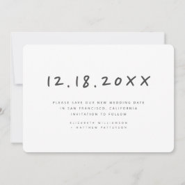 Eenvoudig handgeschreven herchedule bruiloft save the date