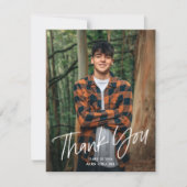 Eenvoudig handgeschreven modern foto Afstuderen Bedankkaart (Voorkant)