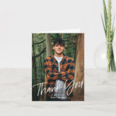 Eenvoudig handgeschreven modern foto Afstuderen Bedankkaart (Voorkant)