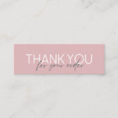 Eenvoudig handgeschreven script Dank u Roze Mini Visitekaartje (Voorkant)