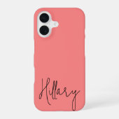 Eenvoudig handgeschreven script met monogram iPhone 16 hoesje (Achterkant)