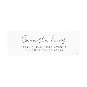 Eenvoudig handgeschreven script naam retouradres etiket