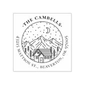 Eenvoudig handgetekend retouradres Bergnacht Rubberstempel (Afrduk)