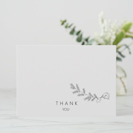 Eenvoudig handgetekende bloemstengel liefdevol geh bedankkaart (Staand voorkant)