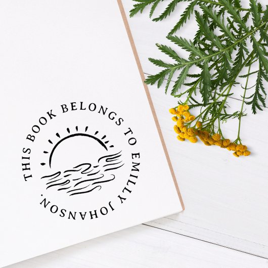 Eenvoudig handgetekende Sunset Custom Book Rubberstempel