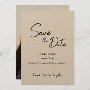 Eenvoudig handlettering Geëngageerde foto Rustic W Save The Date
