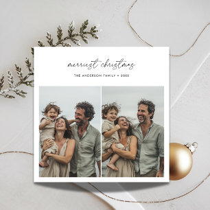 Eenvoudig handschrift Merriest Christmas Family Fo Feestdagenkaart