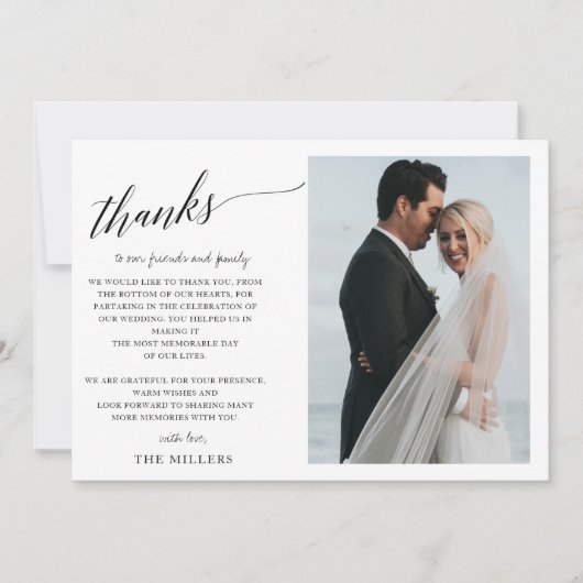 Eenvoudig handschrift met briefterende scriptweduw bedankkaart (Voorkant)