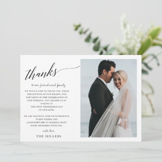 Eenvoudig handschrift met briefterende scriptweduw bedankkaart (Staand voorkant)