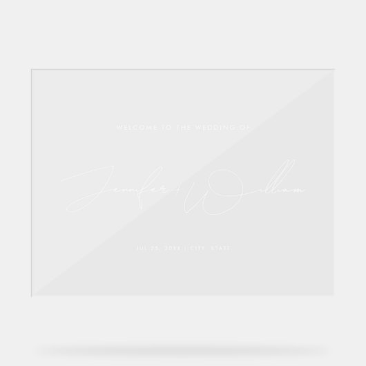 Eenvoudig handschrift script bruiloft welkom wit acryl bord (Voorkant)