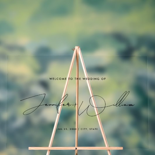 Eenvoudig handschrift script bruiloft welkom zwart acryl bord (Neutraal)
