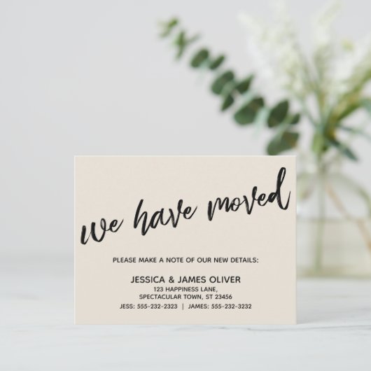 Eenvoudig handschrift We hebben Typografie Cream v Briefkaart (Staand voorkant)