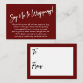 Eenvoudig handschrift Zeg Nr aan het Verpakken! Informatiekaartje (Voorkant / Achterkant)