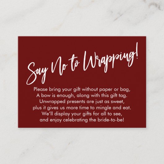 Eenvoudig handschrift Zeg Nr aan het Verpakken! Informatiekaartje (Voorkant)