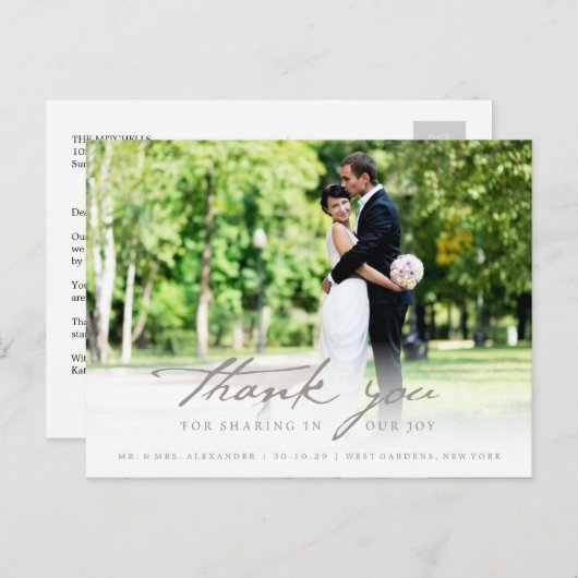 Eenvoudig handschrijfscript Classy Weddenschap Har Briefkaart (Voorkant / Achterkant)