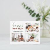 Eenvoudig Happy Nieuwjaar kalligrafie Foto Holiday Briefkaart (Staand voorkant)