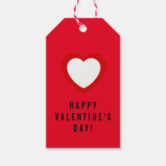 Eenvoudig Happy Valentine's Day White Heart op Cadeaulabel