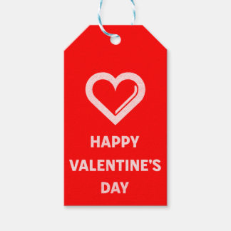 Eenvoudig Happy Valentine's Day White Heart op Red Cadeaulabel