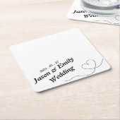 Eenvoudig hart met naam bruiloft Onderzetters (Schuin)