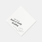 Eenvoudig hart met naam bruiloft servetten (Hoek)