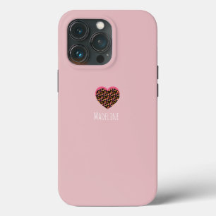 Eenvoudig Hart Roze Dierenprint Patroon iPhone 13 Pro Hoesje