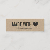 Eenvoudig hart rustiek gemaakt met liefde kraft mini visitekaartje (Voorkant)