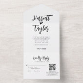 Eenvoudig Hartelijk Hart Script Trouw QR Code Rsvp All In One Uitnodiging (Binnen)