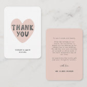 Eenvoudig hartroze minimalistische bruiloft Hartel Notitiekaartje (Voorkant / Achterkant)